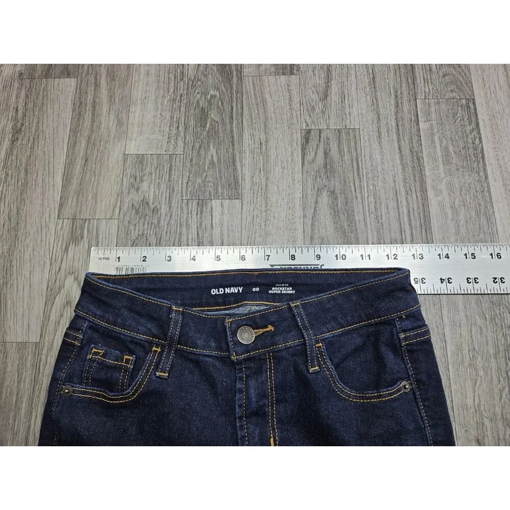 Old Navy Jeans Womens‎ 00 Blue Mid Rise Rockstar Super Skinny Denim